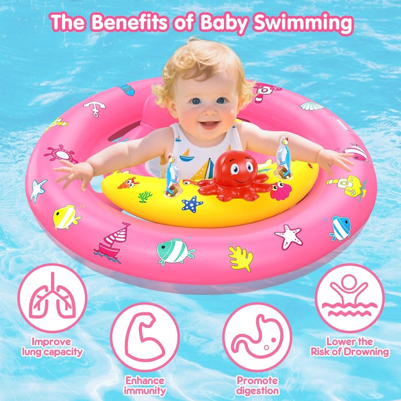 HINZER Baby Pool Float with Canopy, Inflatable Baby Swim Float with UPF50+ Sun Protection, Toddler Infant Pool Float with Toy Play Console Adjustable Safety Seat for Kids Girls Boys Aged 6-36 Months - Image 3